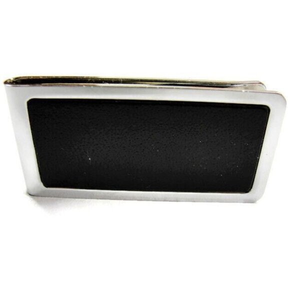Money Clip Black & Silver Tone Wallet Credit Card Cash ID Holder Vintage - Picture 1 of 6